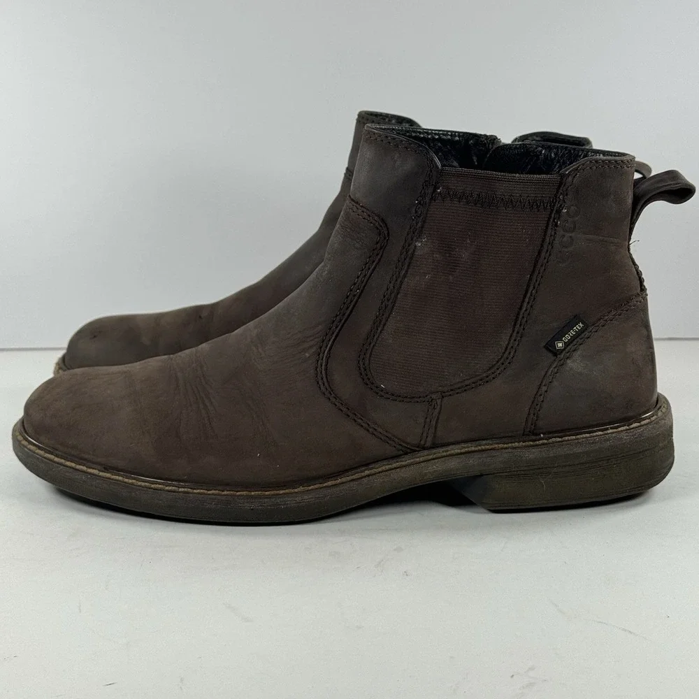 Ecco Turn GTX  Brown Leather Casual Classic Side Zip Chukka Boots‎ Men's Size 6